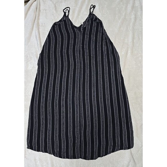 Elan Vibrant BLACK & WHITE STRIPED Maxi Dress LARGE?, POCKETS - Picture 1 of 8